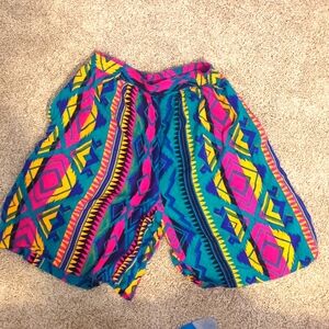Vintage '80s shorts. Incredible bright colors in Aztec print